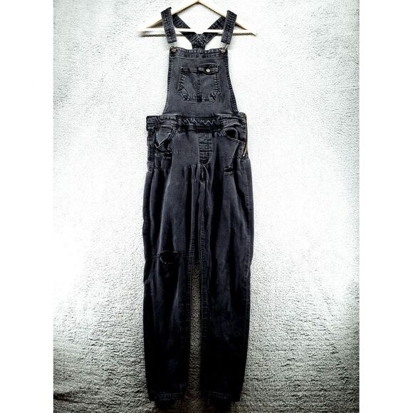 CELEBRITY PINK Boyfriend Destructed Denim Overalls Women 7/28 Racer Back Fade - Picture 1 of 16